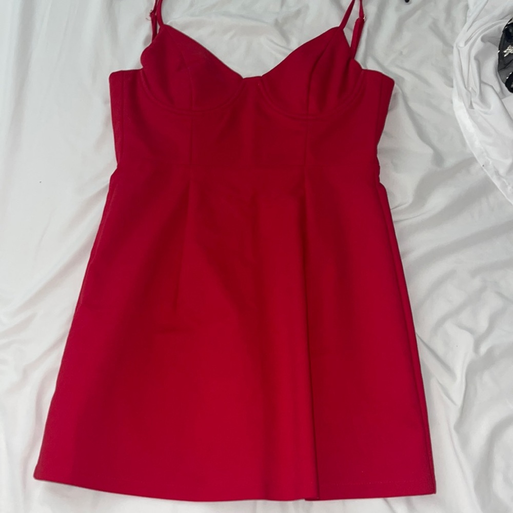 Red mini dress size small. Never worn